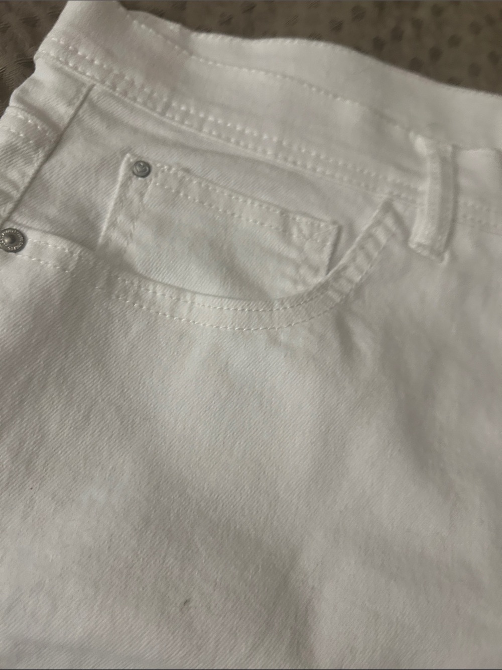 Angels Forever Young White Denim Frayed Hem Stretch Jean Shorts Tummy Tech - Picture 7 of 11